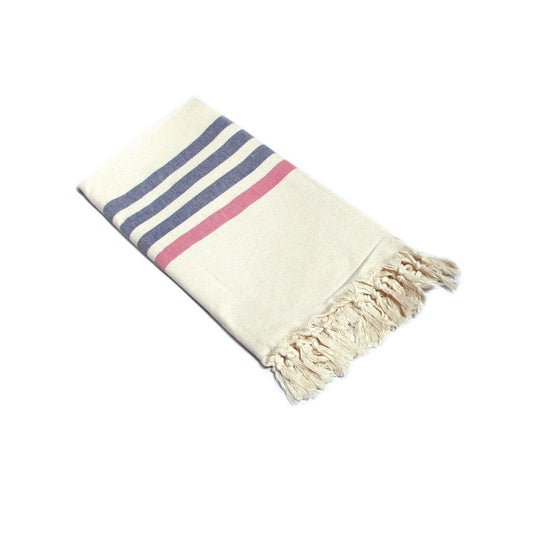 Buy Fringe Turkish Towel Wide Stripes Navy Pink discounted | Products On Sale Australia