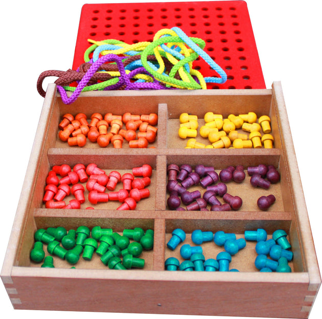 Buy Froebel Gifts J2- Pegs And Lacing Box discounted | Products On Sale Australia