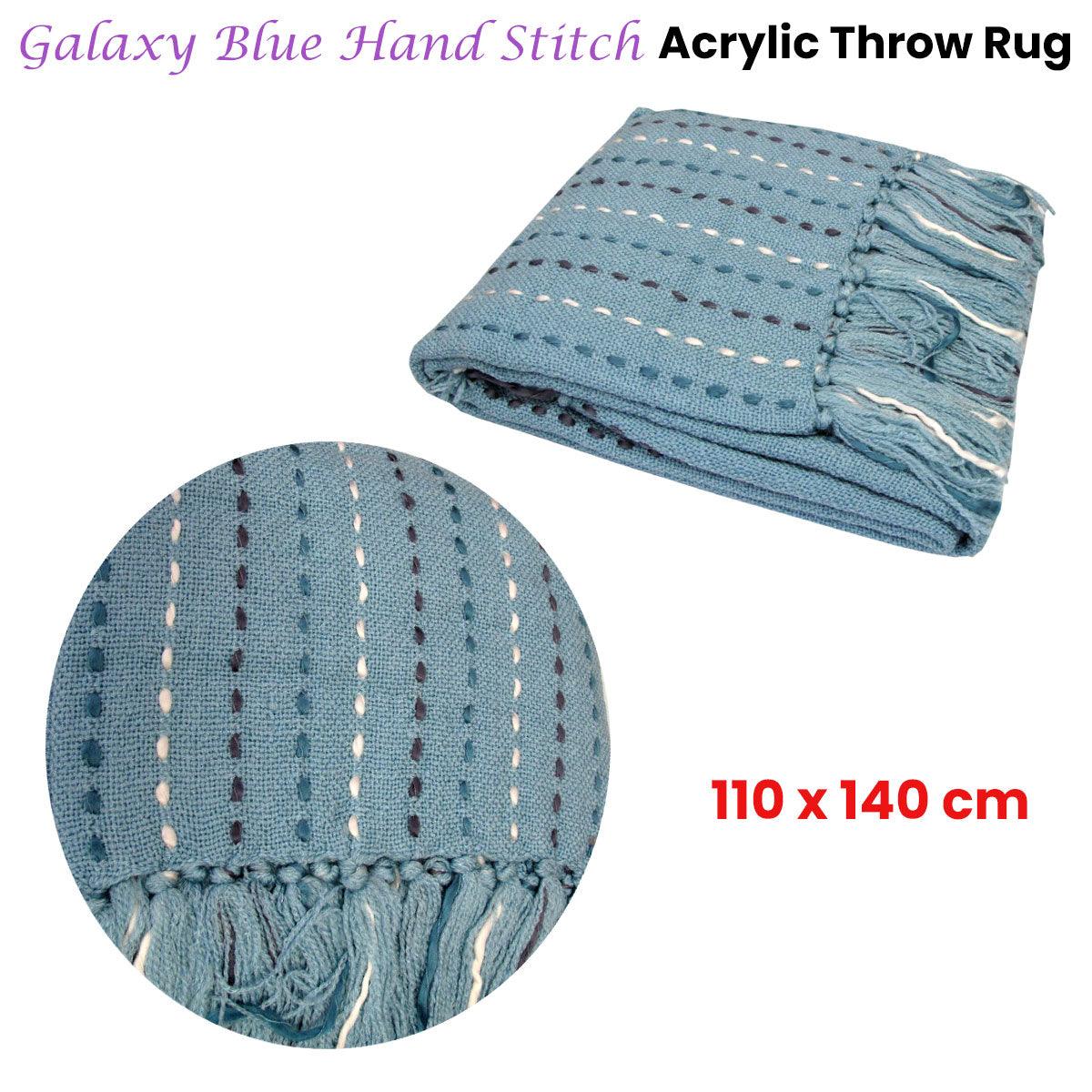 Buy Galaxy Blue Hand Stitch Acrylic Throw Rug 110 x 140 cm discounted | Products On Sale Australia