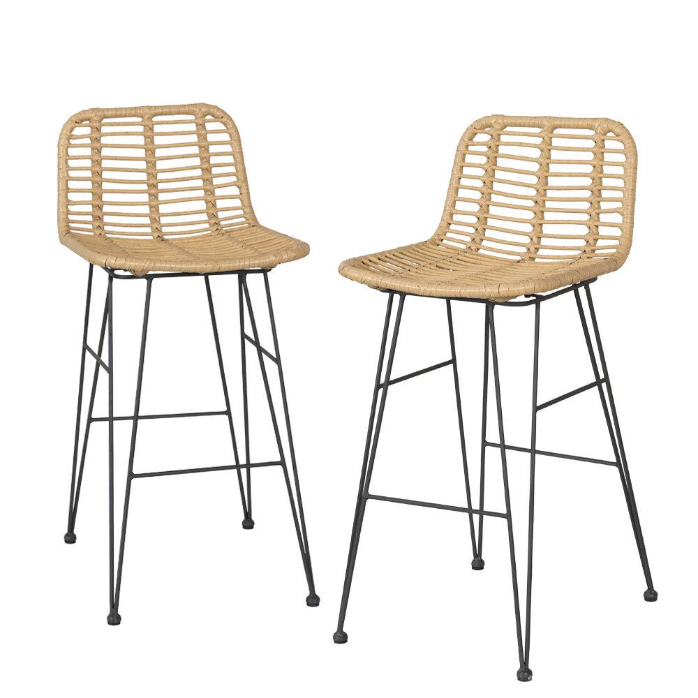 Buy Gardeon 2 Piece Outdoor Bar Stools Wicker Dining Rattan Chair discounted | Products On Sale Australia