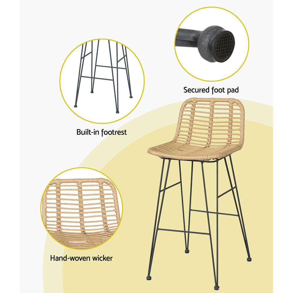 Buy Gardeon 2 Piece Outdoor Bar Stools Wicker Dining Rattan Chair discounted | Products On Sale Australia