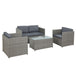 Buy Gardeon 4-Piece Outdoor Sofa Set Wicker Couch Lounge Setting Grey discounted | Products On Sale Australia