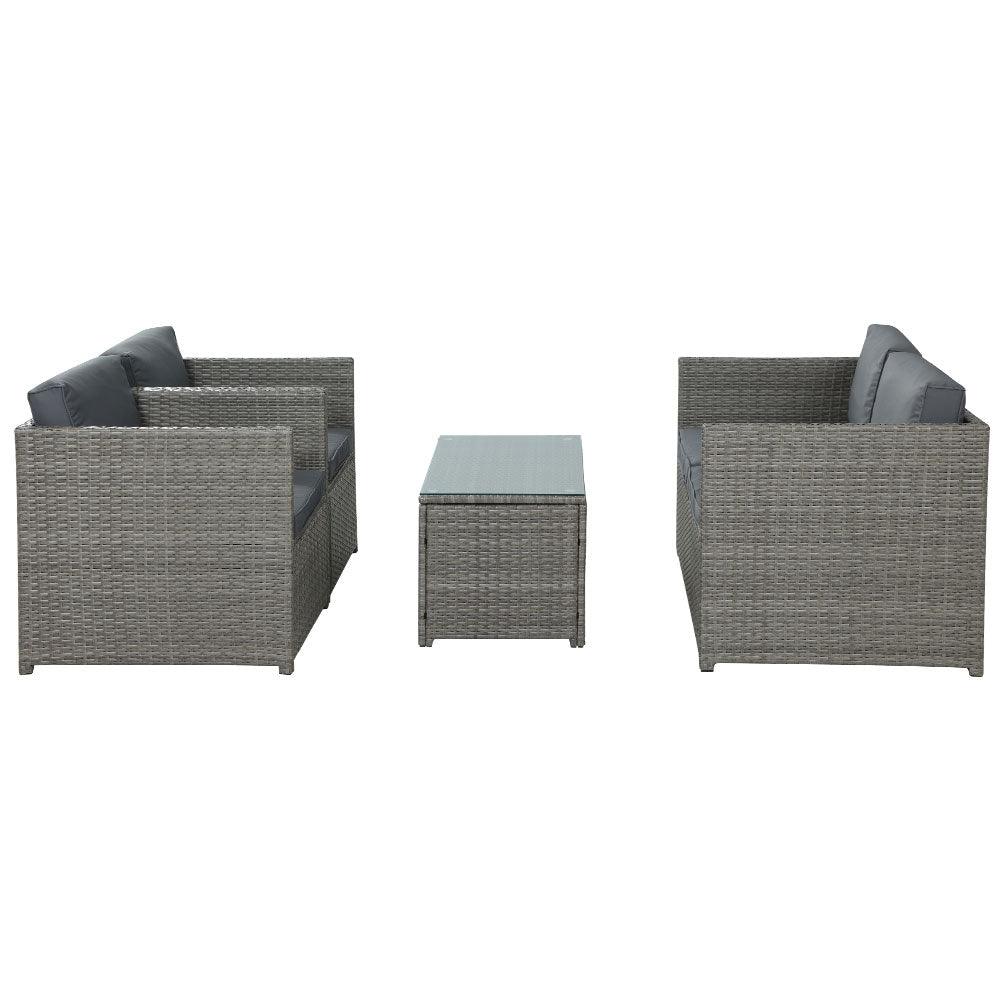 Buy Gardeon 4-Piece Outdoor Sofa Set Wicker Couch Lounge Setting Grey discounted | Products On Sale Australia