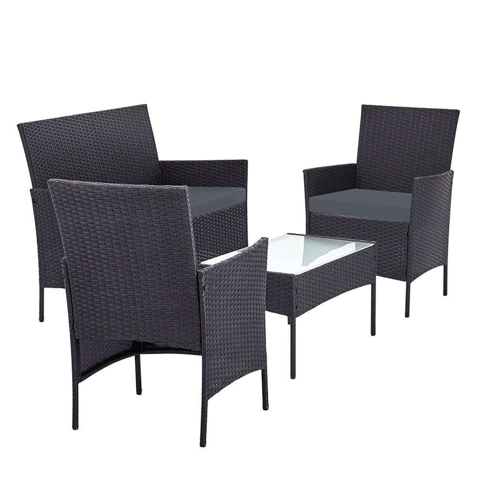 Buy Gardeon 4 Seater Outdoor Sofa Set Wicker Setting Table Chair Furniture Dark Grey discounted | Products On Sale Australia