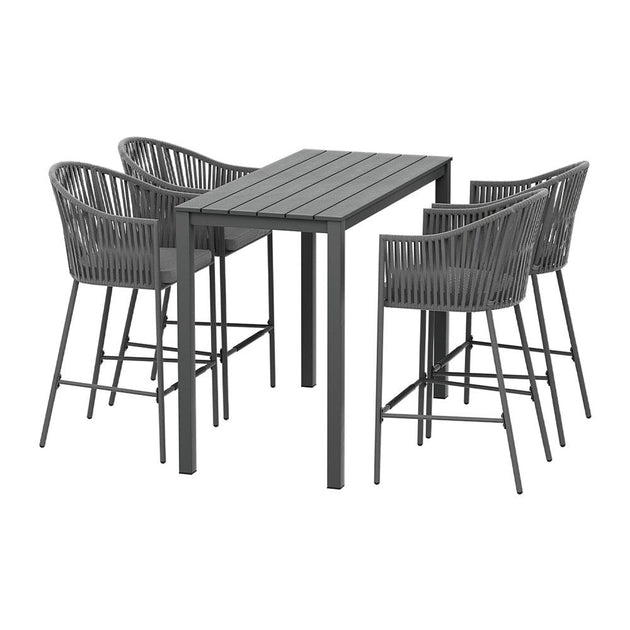 Buy Gardeon 5-Piece Outdoor Bar Set Dining Table Rope Chair Patio Bistro Set discounted | Products On Sale Australia