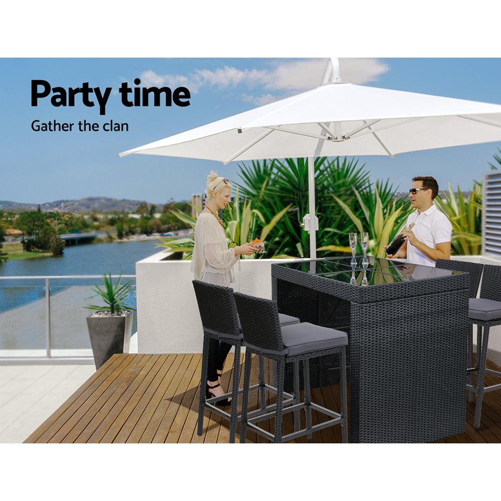 Buy Gardeon 5-Piece Outdoor Bar Set Dining Table Stools Wicker Patio Setting discounted | Products On Sale Australia