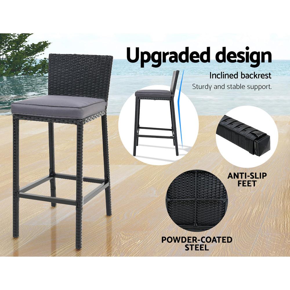 Buy Gardeon 5-Piece Outdoor Bar Set Dining Table Stools Wicker Patio Setting discounted | Products On Sale Australia