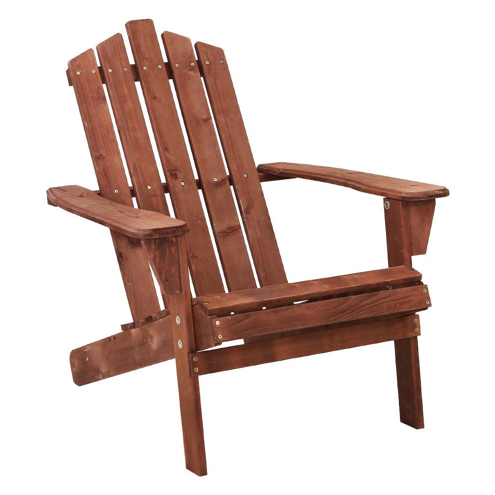 Buy Gardeon Adirondack Outdoor Chairs Wooden Beach Chair Patio Furniture Garden Brown discounted | Products On Sale Australia