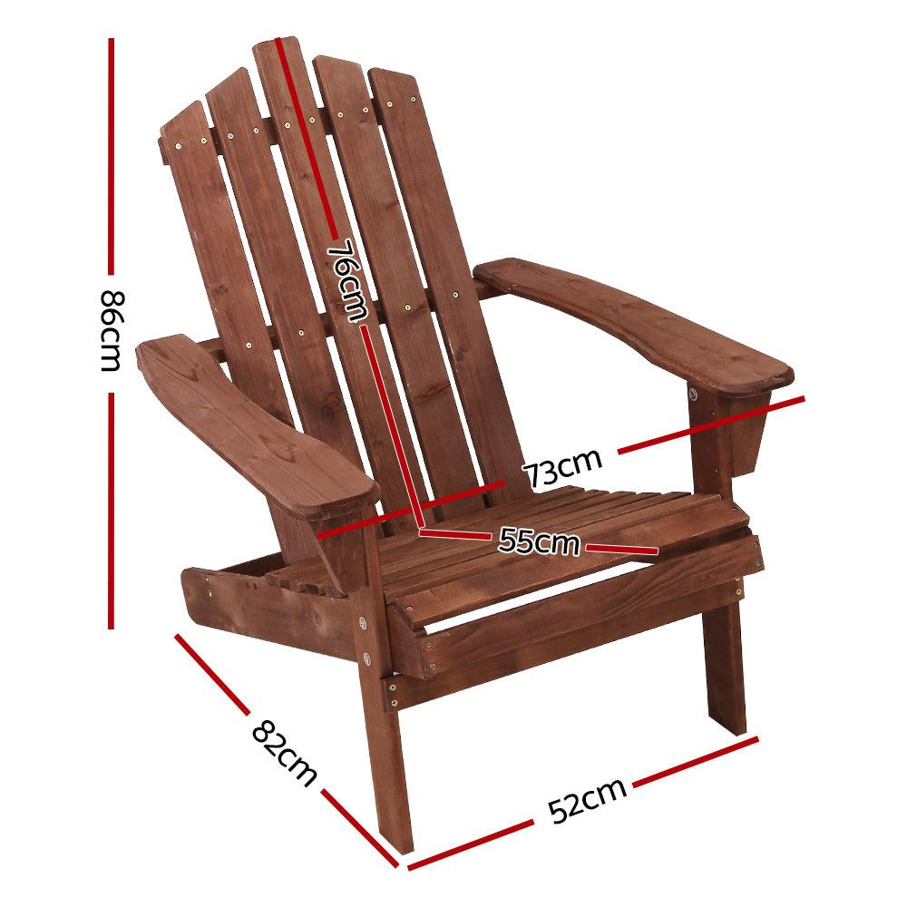 Buy Gardeon Adirondack Outdoor Chairs Wooden Beach Chair Patio Furniture Garden Brown discounted | Products On Sale Australia