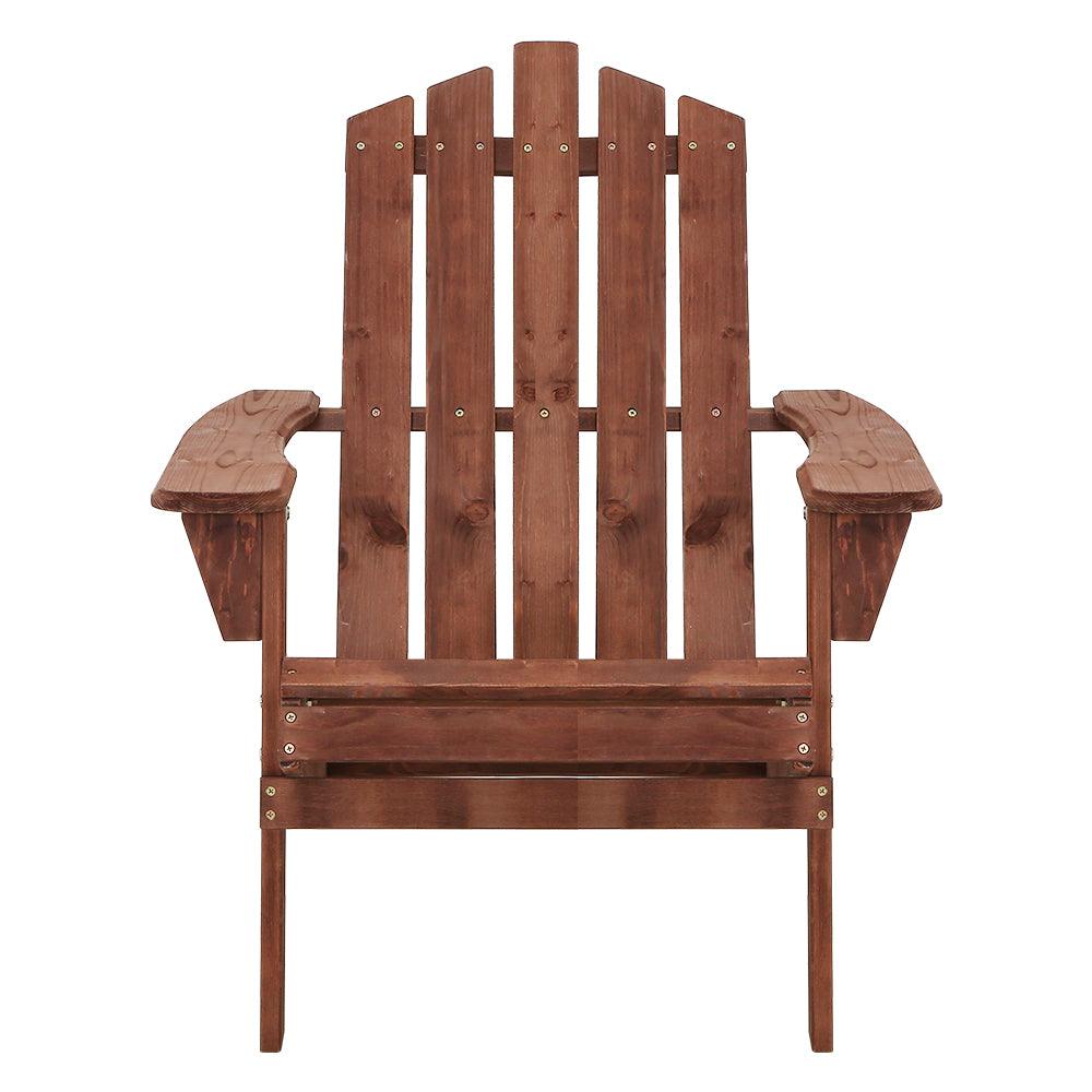 Buy Gardeon Adirondack Outdoor Chairs Wooden Beach Chair Patio Furniture Garden Brown discounted | Products On Sale Australia