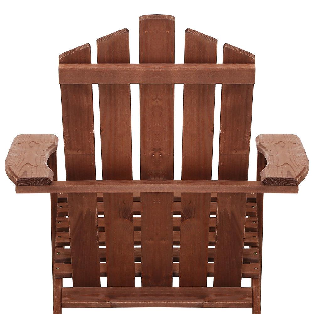 Buy Gardeon Adirondack Outdoor Chairs Wooden Beach Chair Patio Furniture Garden Brown discounted | Products On Sale Australia