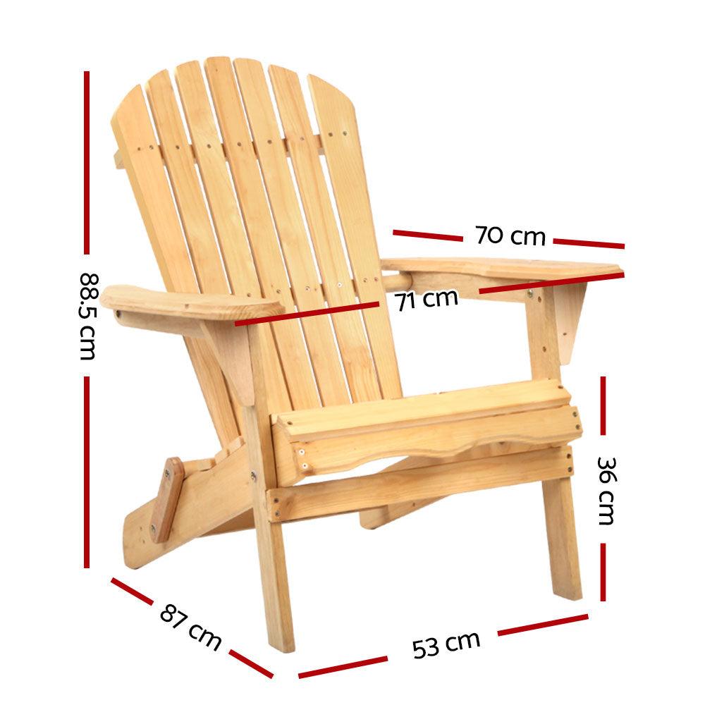 Buy Gardeon Adirondack Outdoor Chairs Wooden Beach Chair Patio Furniture Garden Natural discounted | Products On Sale Australia