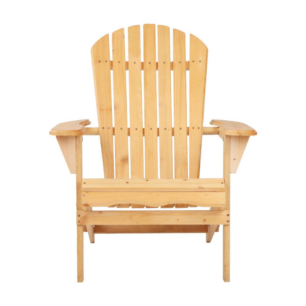 Buy Gardeon Adirondack Outdoor Chairs Wooden Beach Chair Patio Furniture Garden Natural discounted | Products On Sale Australia