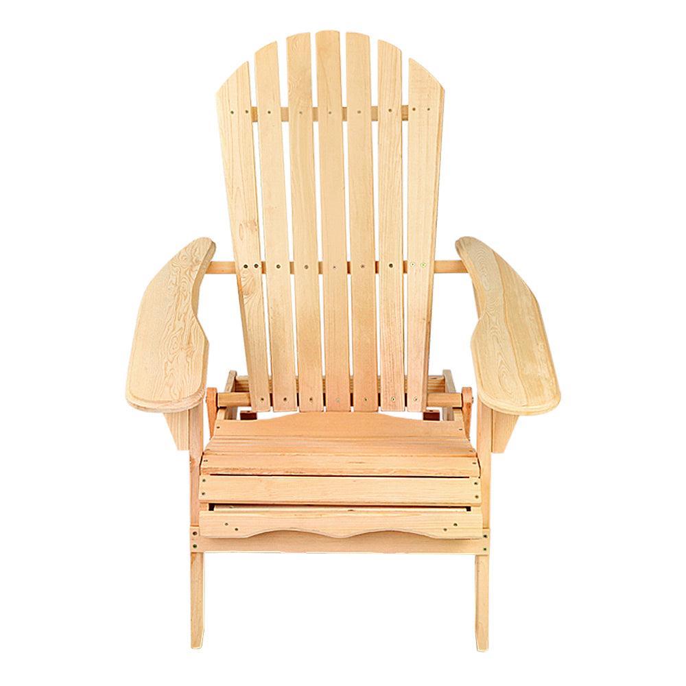 Buy Gardeon Adirondack Outdoor Chairs Wooden Beach Chair Patio Furniture Garden Natural Set of 2 discounted | Products On Sale Australia