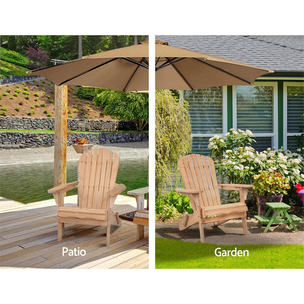 Buy Gardeon Adirondack Outdoor Chairs Wooden Beach Chair Patio Furniture Garden Natural Set of 2 discounted | Products On Sale Australia