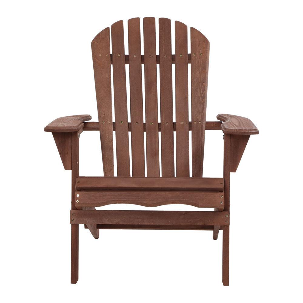 Buy Gardeon Adirondack Outdoor Chairs Wooden Foldable Beach Chair Patio Furniture Brown discounted | Products On Sale Australia