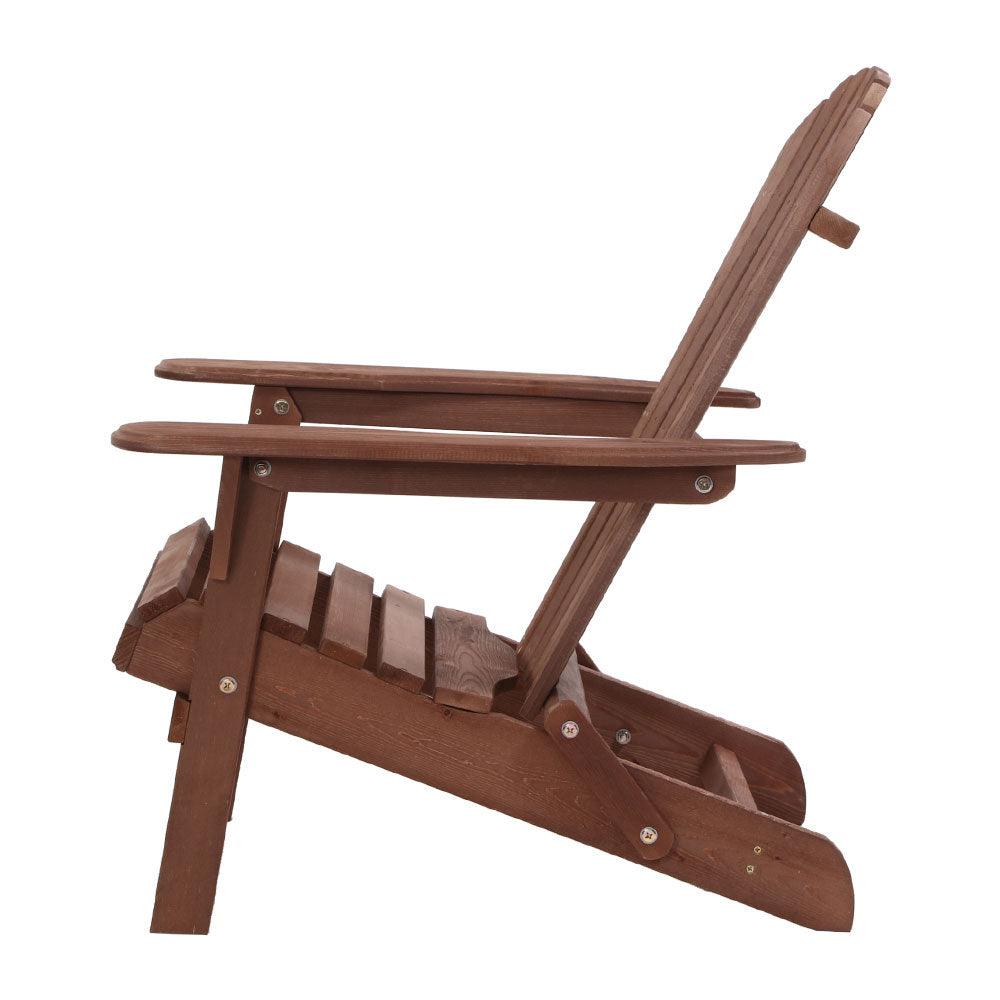 Buy Gardeon Adirondack Outdoor Chairs Wooden Foldable Beach Chair Patio Furniture Brown discounted | Products On Sale Australia