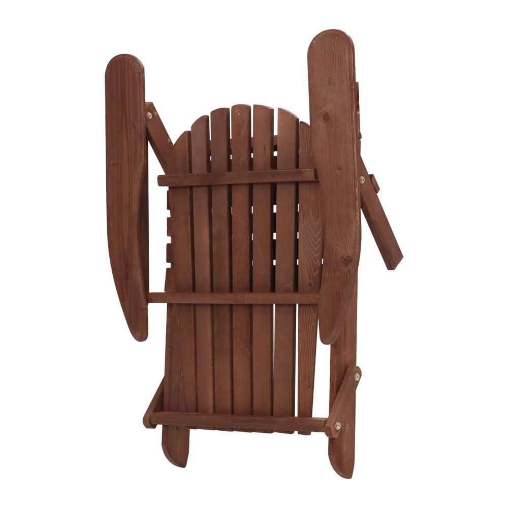 Buy Gardeon Adirondack Outdoor Chairs Wooden Foldable Beach Chair Patio Furniture Brown discounted | Products On Sale Australia