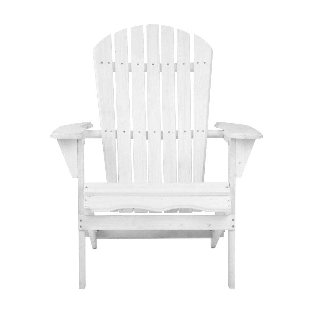 Buy Gardeon Adirondack Outdoor Chairs Wooden Foldable Beach Chair Patio Furniture White discounted | Products On Sale Australia