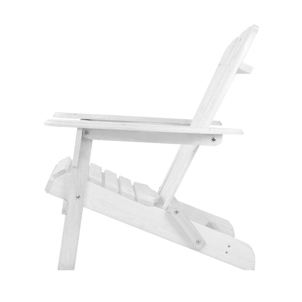 Buy Gardeon Adirondack Outdoor Chairs Wooden Foldable Beach Chair Patio Furniture White discounted | Products On Sale Australia