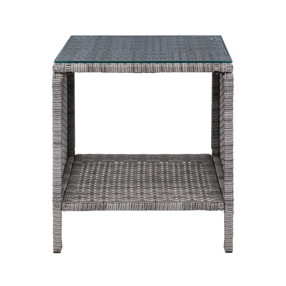 Buy Gardeon Coffee Side Table Wicker Desk Rattan Outdoor Furniture Garden Grey discounted | Products On Sale Australia