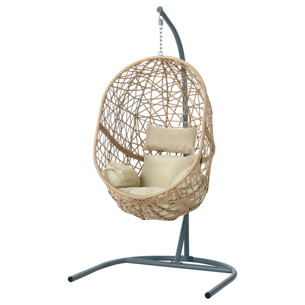 Buy Gardeon Outdoor Egg Swing Chair Wicker Rattan Furniture Pod Stand Cushion Yellow discounted | Products On Sale Australia