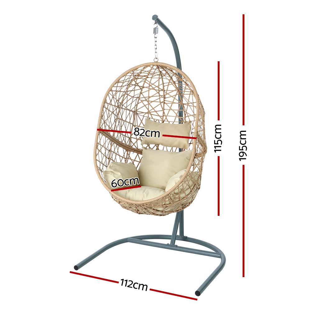 Buy Gardeon Outdoor Egg Swing Chair Wicker Rattan Furniture Pod Stand Cushion Yellow discounted | Products On Sale Australia