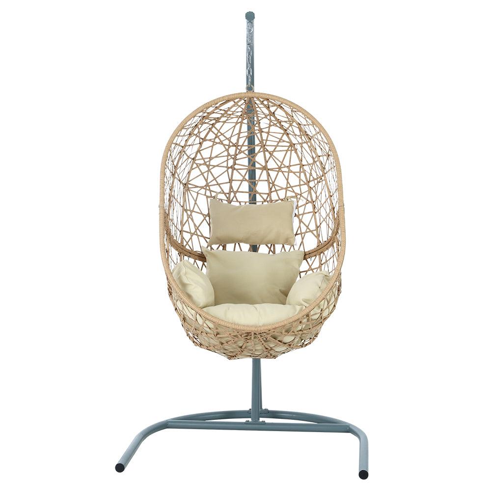 Buy Gardeon Outdoor Egg Swing Chair Wicker Rattan Furniture Pod Stand Cushion Yellow discounted | Products On Sale Australia