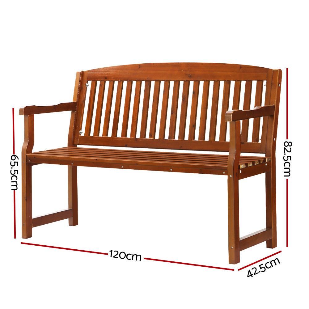 Buy Gardeon Outdoor Garden Bench Wooden 2 Seater Lounge Chair Patio Furniture Brown discounted | Products On Sale Australia