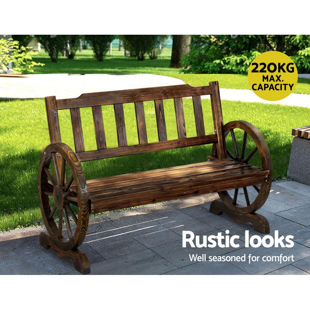 Buy Gardeon Outdoor Garden Bench Wooden 2 Seater Wagon Chair Patio Furniture Brown discounted | Products On Sale Australia