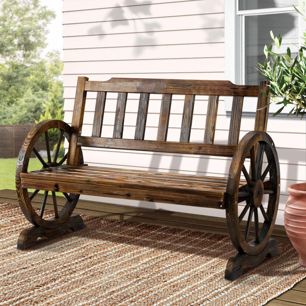 Buy Gardeon Outdoor Garden Bench Wooden 2 Seater Wagon Chair Patio Furniture Brown discounted | Products On Sale Australia