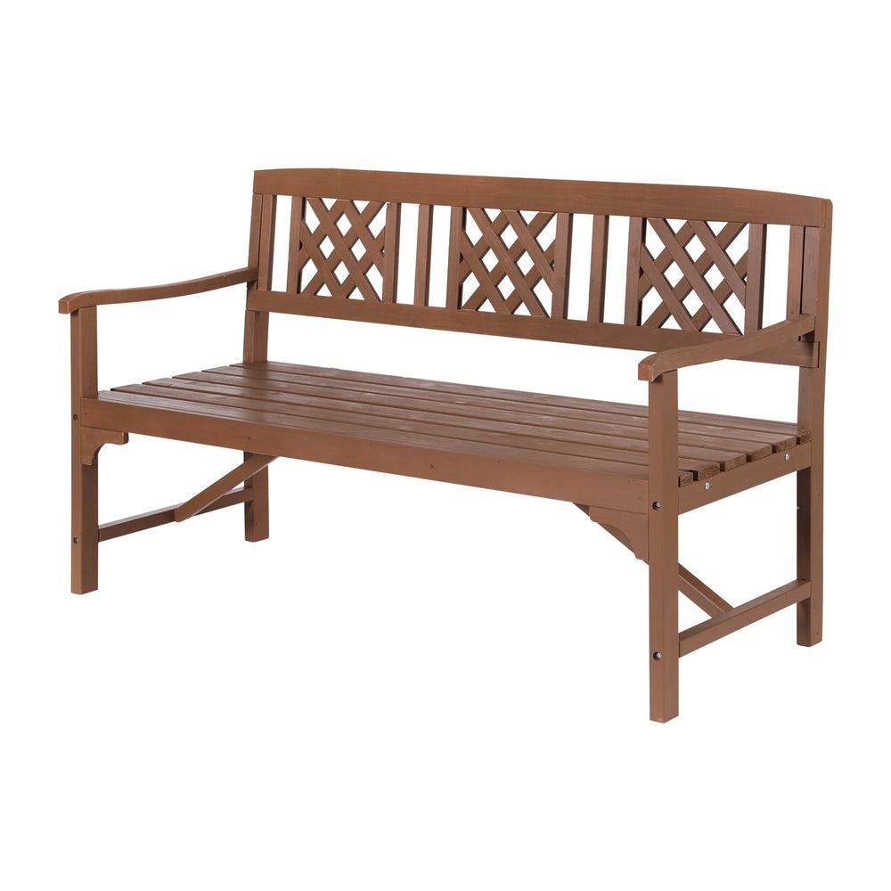 Buy Gardeon Outdoor Garden Bench Wooden Chair 3 Seat Patio Furniture Lounge Natural discounted | Products On Sale Australia