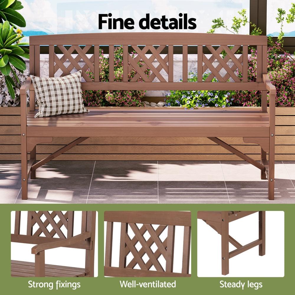 Buy Gardeon Outdoor Garden Bench Wooden Chair 3 Seat Patio Furniture Lounge Natural discounted | Products On Sale Australia