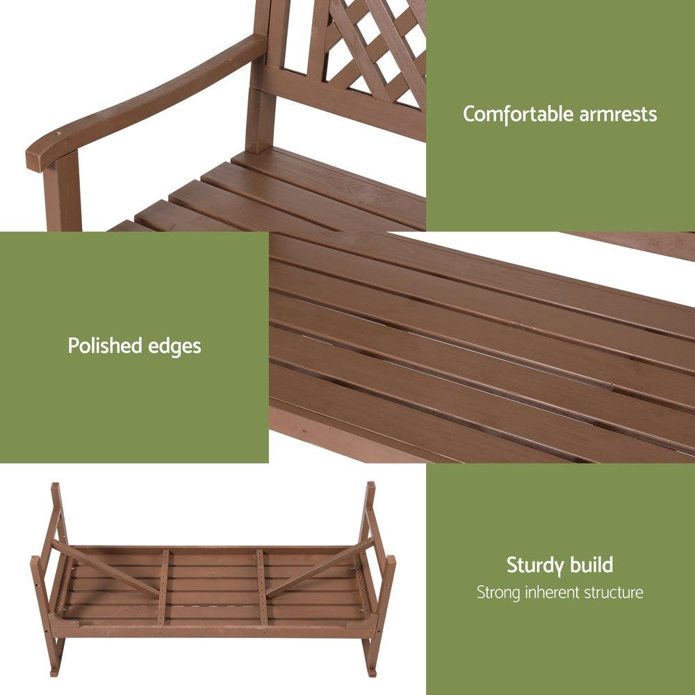 Buy Gardeon Outdoor Garden Bench Wooden Chair 3 Seat Patio Furniture Lounge Natural discounted | Products On Sale Australia