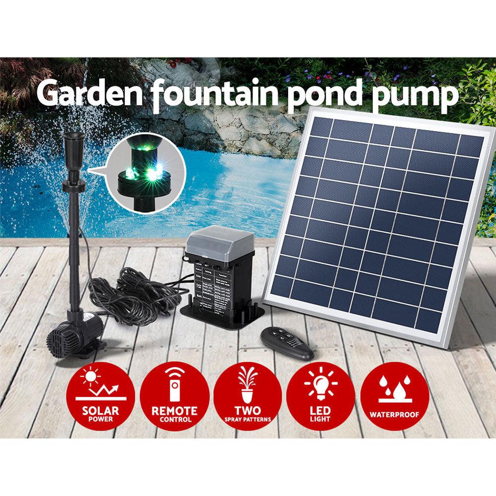 Buy Gardeon Solar Pond Pump with Battery Kit LED Lights 9.8FT discounted | Products On Sale Australia