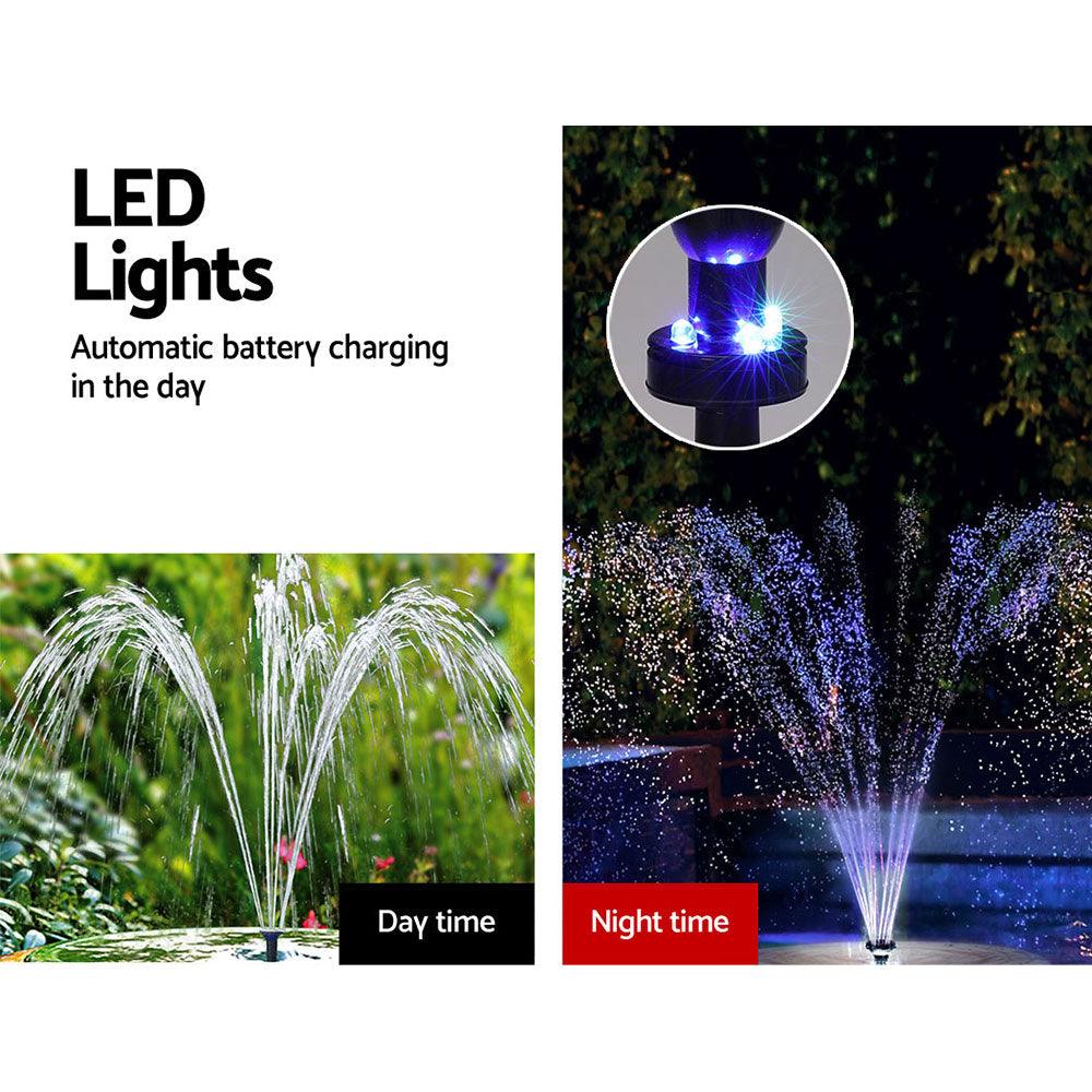 Buy Gardeon Solar Pond Pump with Battery Kit LED Lights 9.8FT discounted | Products On Sale Australia