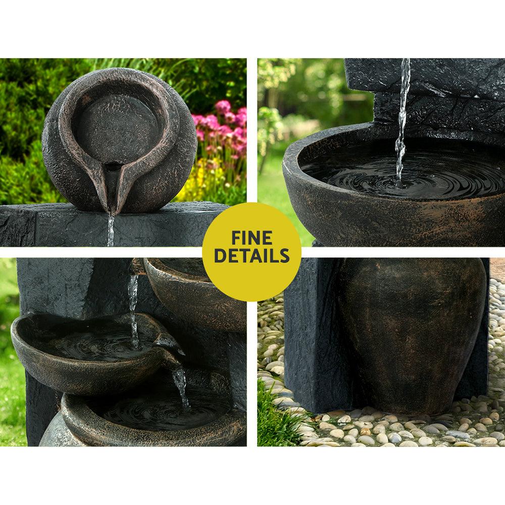 Buy Gardeon Solar Water Feature Cascading Fountain 5 Tiered Bowl Bird Bath 99CM discounted | Products On Sale Australia