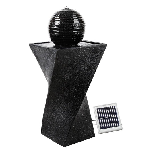 Buy Gardeon Solar Water Feature Twisted Fountain LED Light Bird Bath 85CM Black discounted | Products On Sale Australia