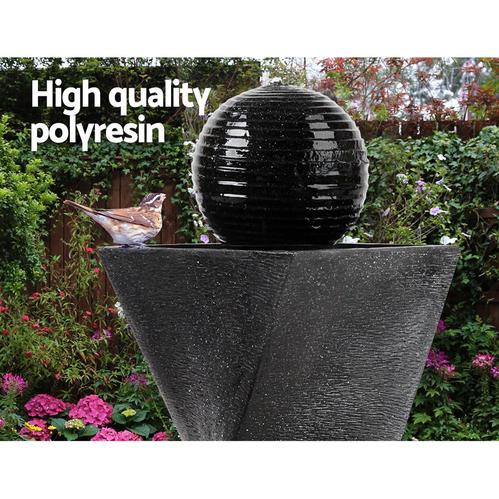 Buy Gardeon Solar Water Feature Twisted Fountain LED Light Bird Bath 85CM Black discounted | Products On Sale Australia