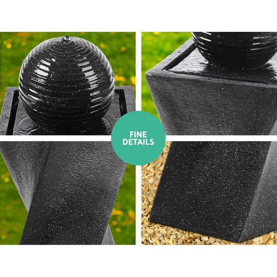 Buy Gardeon Solar Water Feature Twisted Fountain LED Light Bird Bath 85CM Black discounted | Products On Sale Australia