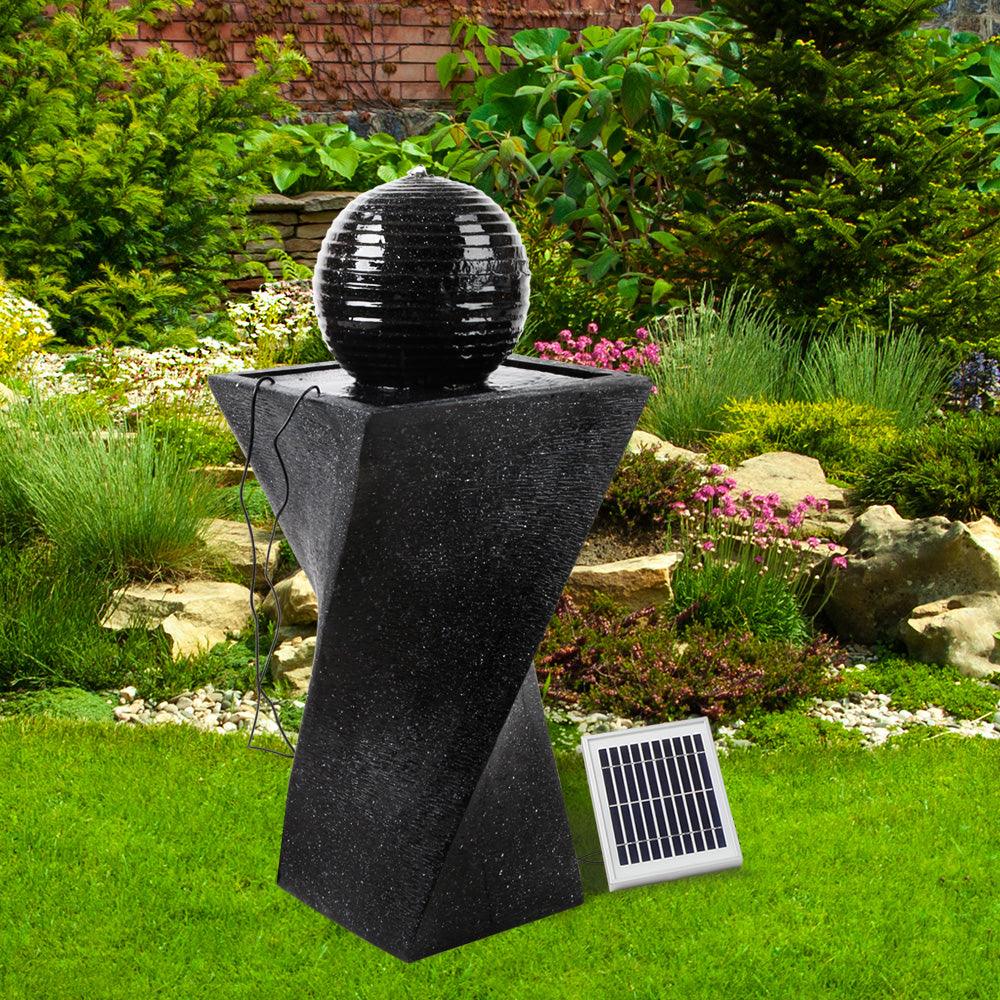 Buy Gardeon Solar Water Feature Twisted Fountain LED Light Bird Bath 85CM Black discounted | Products On Sale Australia