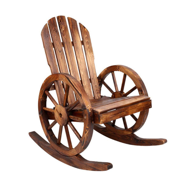 Buy Gardeon Wagon Wheels Rocking Chair - Brown discounted | Products On Sale Australia