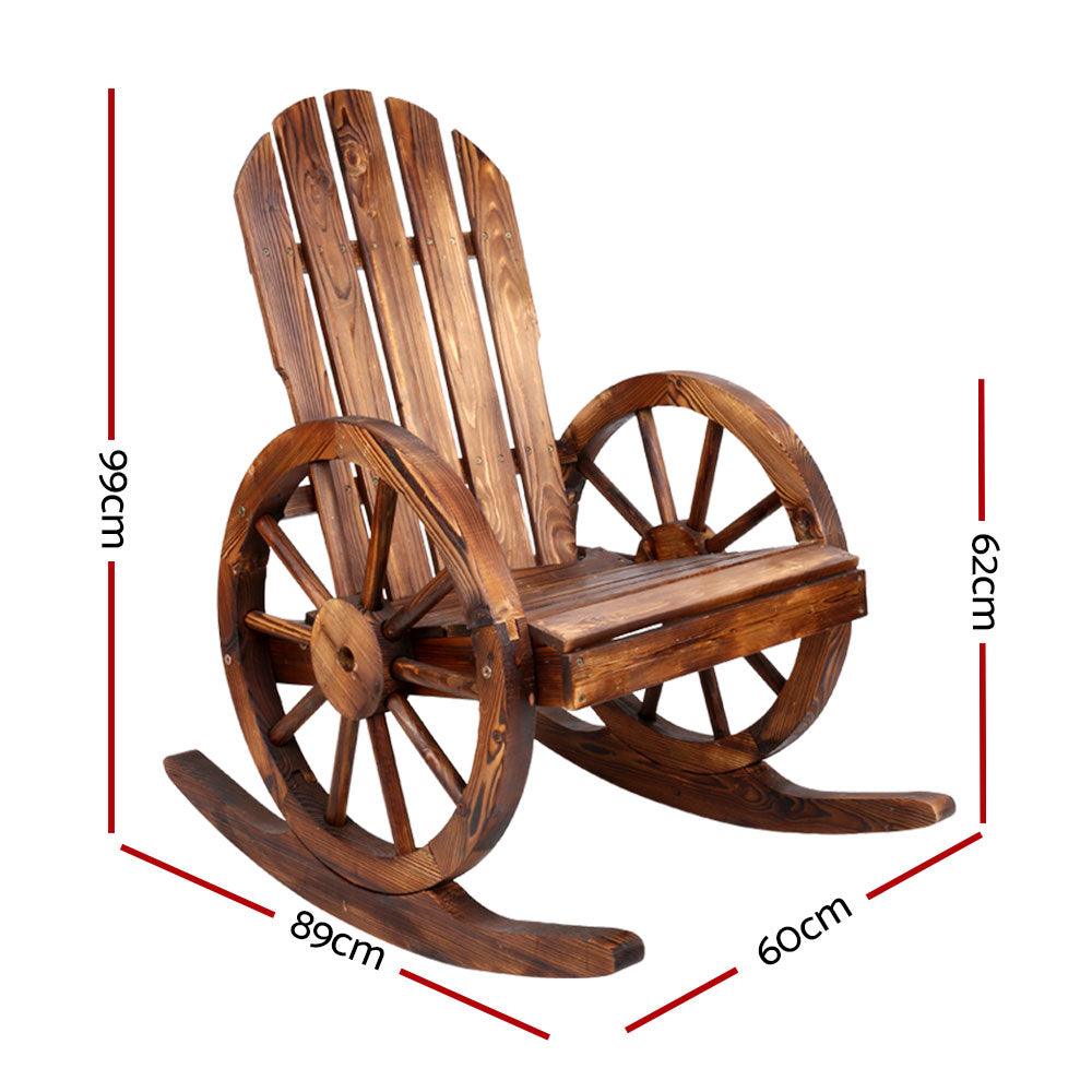 Buy Gardeon Wagon Wheels Rocking Chair - Brown discounted | Products On Sale Australia