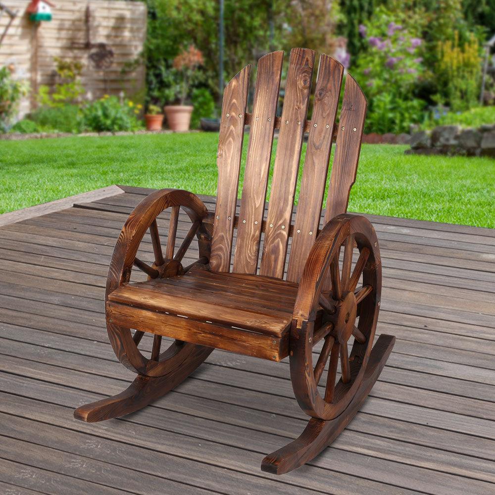 Buy Gardeon Wagon Wheels Rocking Chair - Brown discounted | Products On Sale Australia