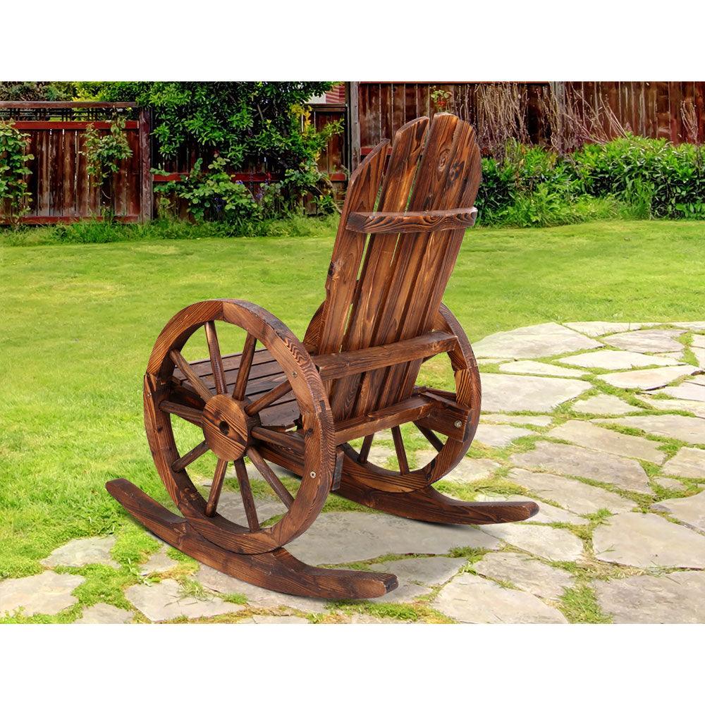 Buy Gardeon Wagon Wheels Rocking Chair - Brown discounted | Products On Sale Australia