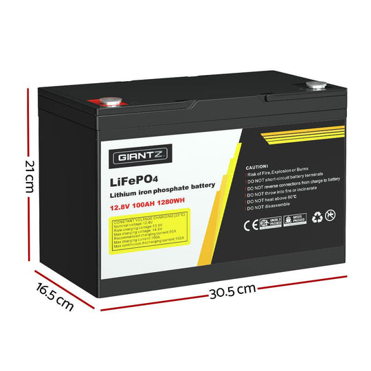 Buy Giantz 12V 100Ah Lithium Battery LiFePO4 Deep Cycle Box Solar Caravan Camping discounted | Products On Sale Australia