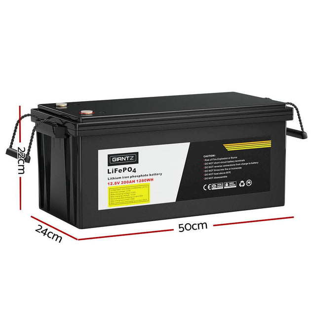 Buy Giantz 12V 200Ah Lithium Battery LiFePO4 Deep Cycle Box Solar Caravan Camping discounted | Products On Sale Australia