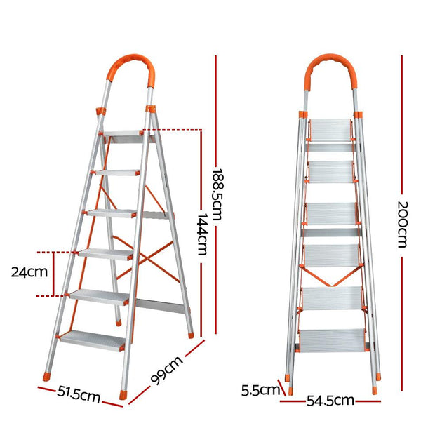 Buy Giantz 6 Step Ladder Multi-Purpose Folding Aluminium Light Weight Non Slip Platform discounted | Products On Sale Australia