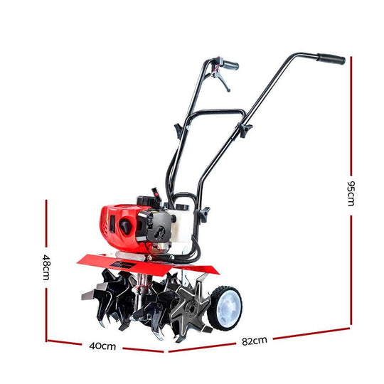 Buy Giantz 65CC Tiller Garden Cultivator Rototiller 6 Blades Soil Plower Rotary Hoe discounted | Products On Sale Australia