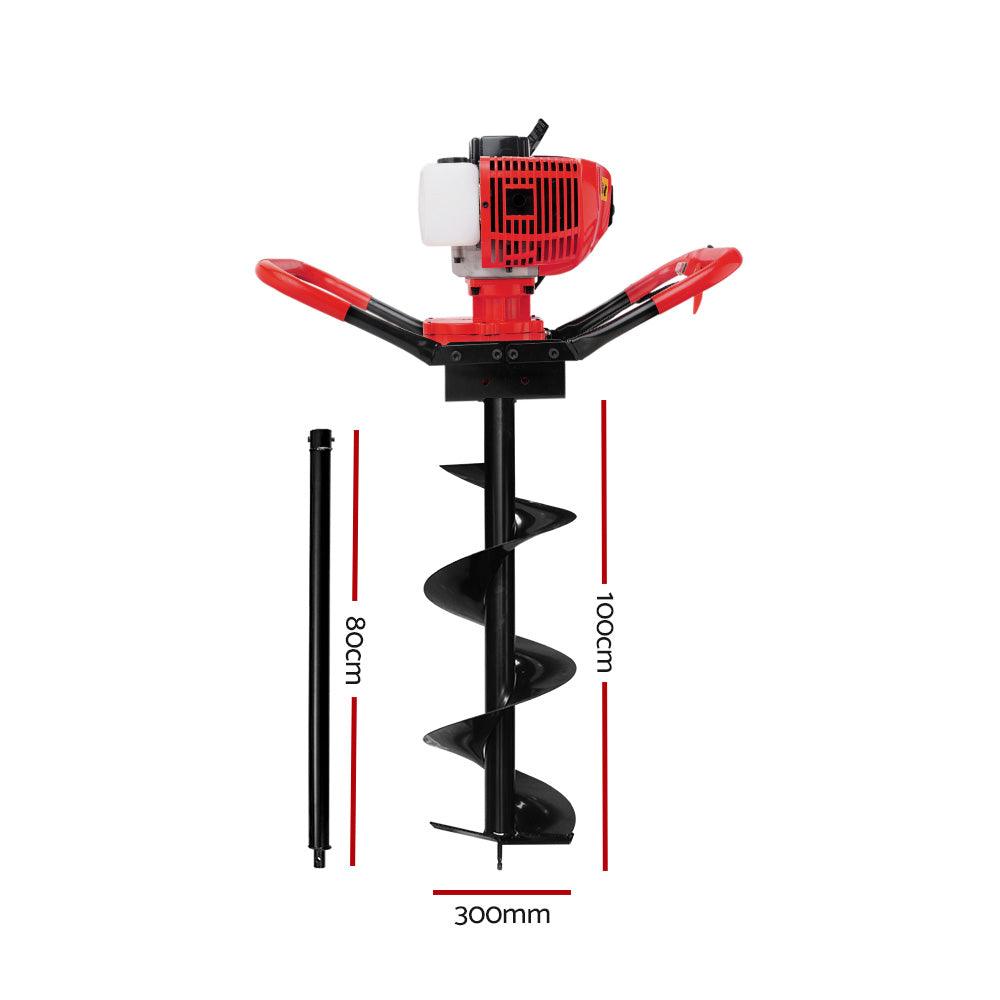 Buy Giantz 80CC Post Hole Digger 300mm Petrol Drill Extension Bits Auger discounted | Products On Sale Australia